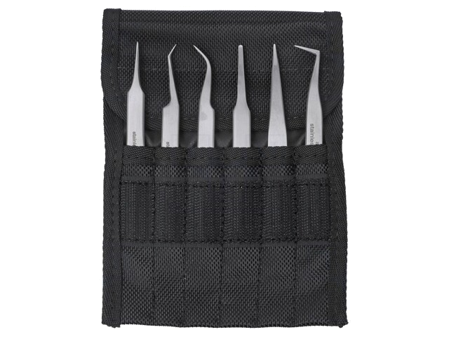 Set: pincetten; voor precisiewerk; 6st. Set: pincetten; voor precisiewerk; 6st.